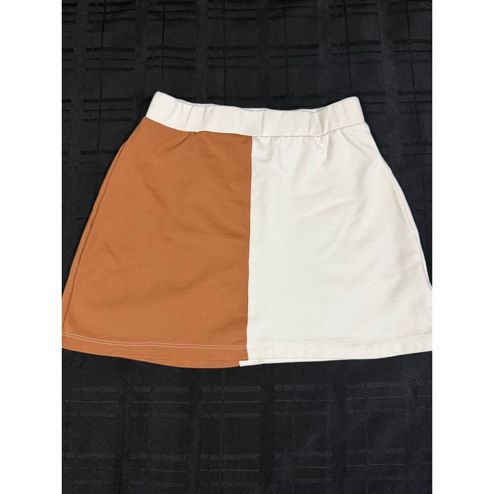 RT59 Altar'd State Womens Skirt Ivory / Brown Colorblock Size small